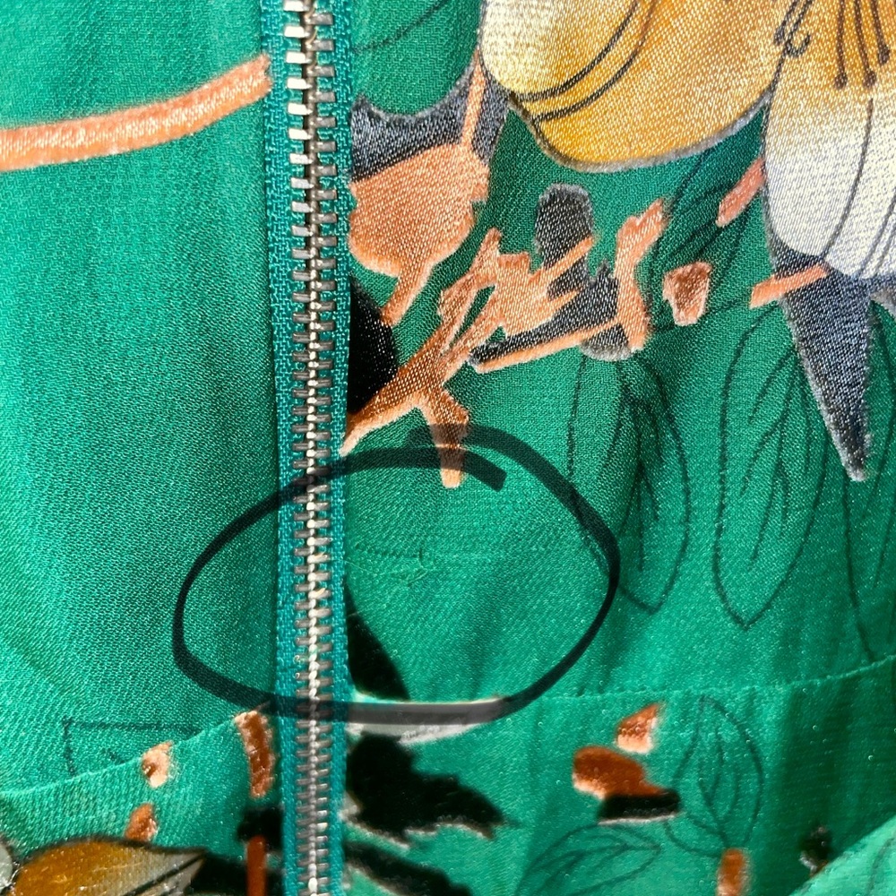 Alice and Olivia CoCo Plunging V-neck midi Dress in green yellow multi size 6 - Picture 11 of 11